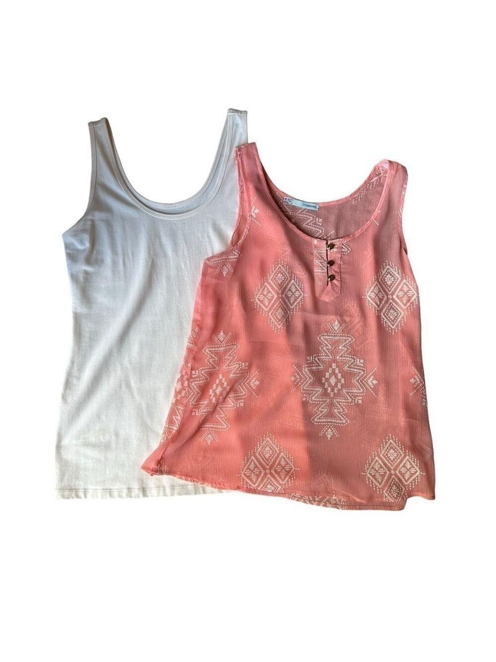 Maurice’s Coral Embroidered Aztec Print Layered Tank Top Size Medium